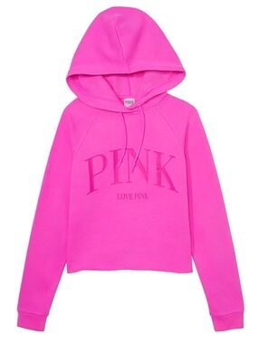 Victoria's Secret PINK Logo cropped hoodie pullover Y2K Loungewear barbiecore 39